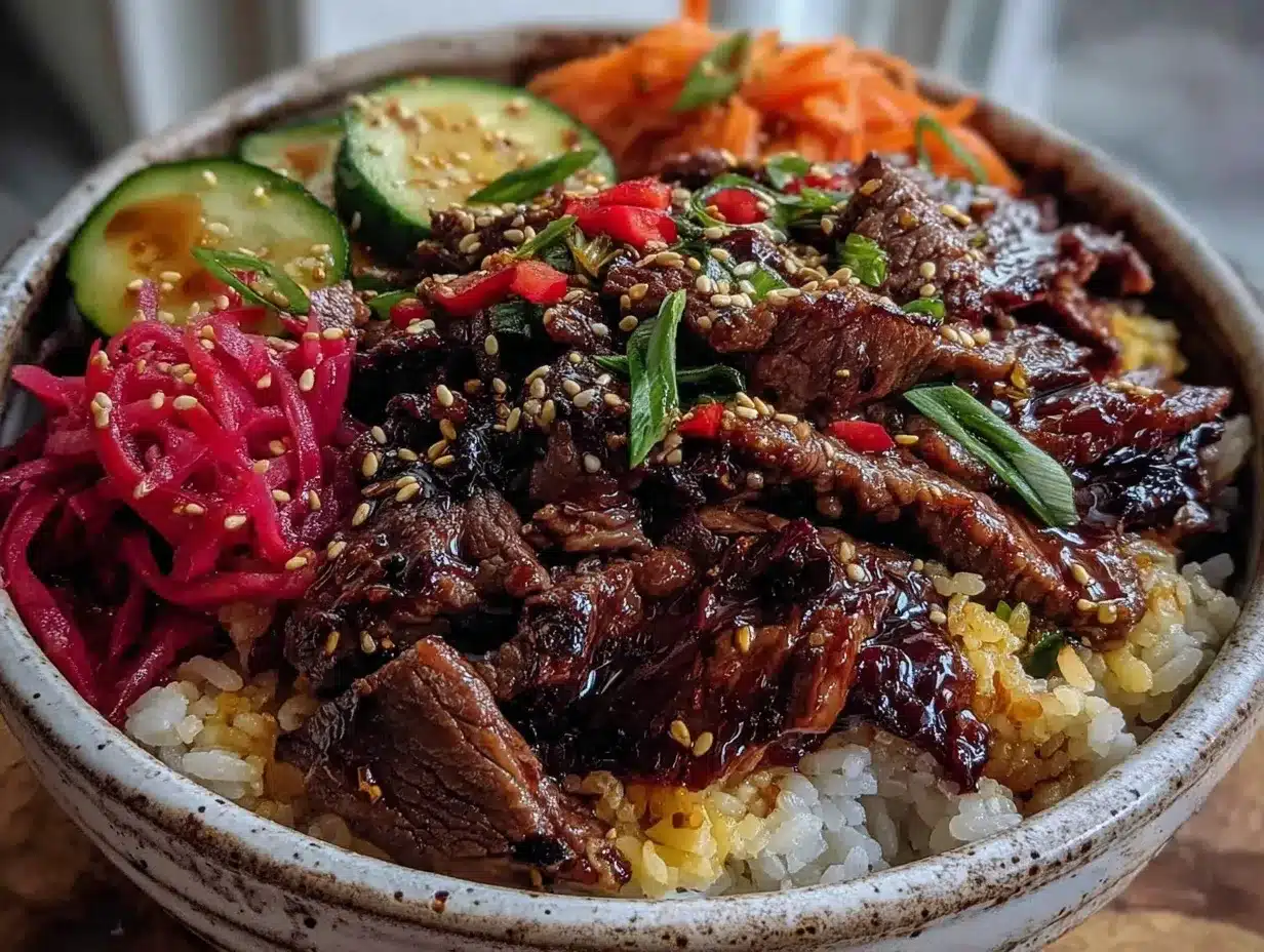 Korean bulgogi beef bowls preparation steps