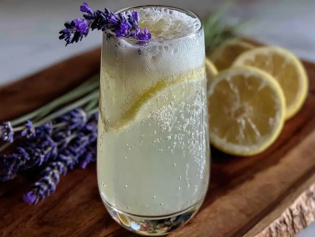 lavender gin fizz cocktail - featured image