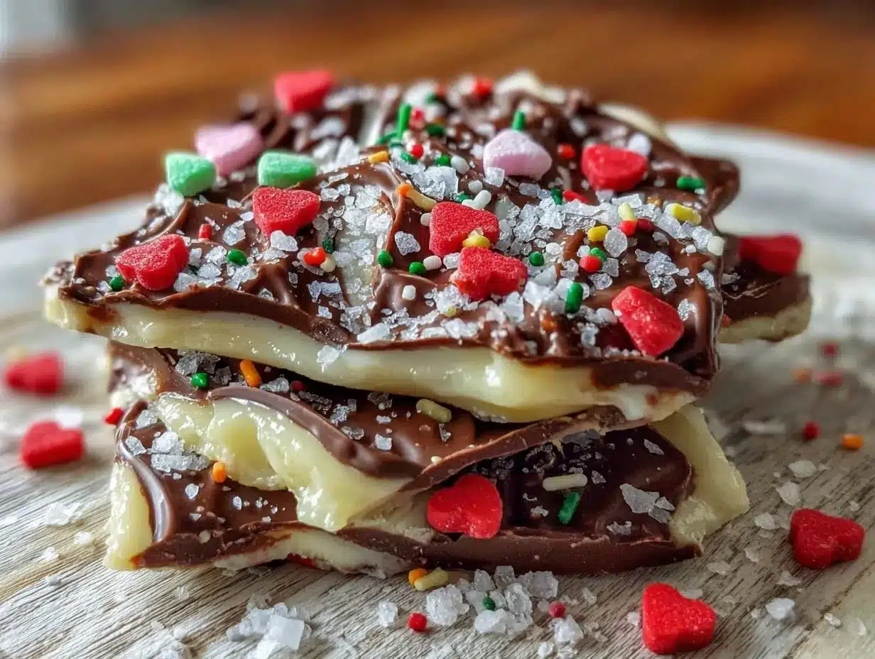 leftover Valentine candy bark preparation steps