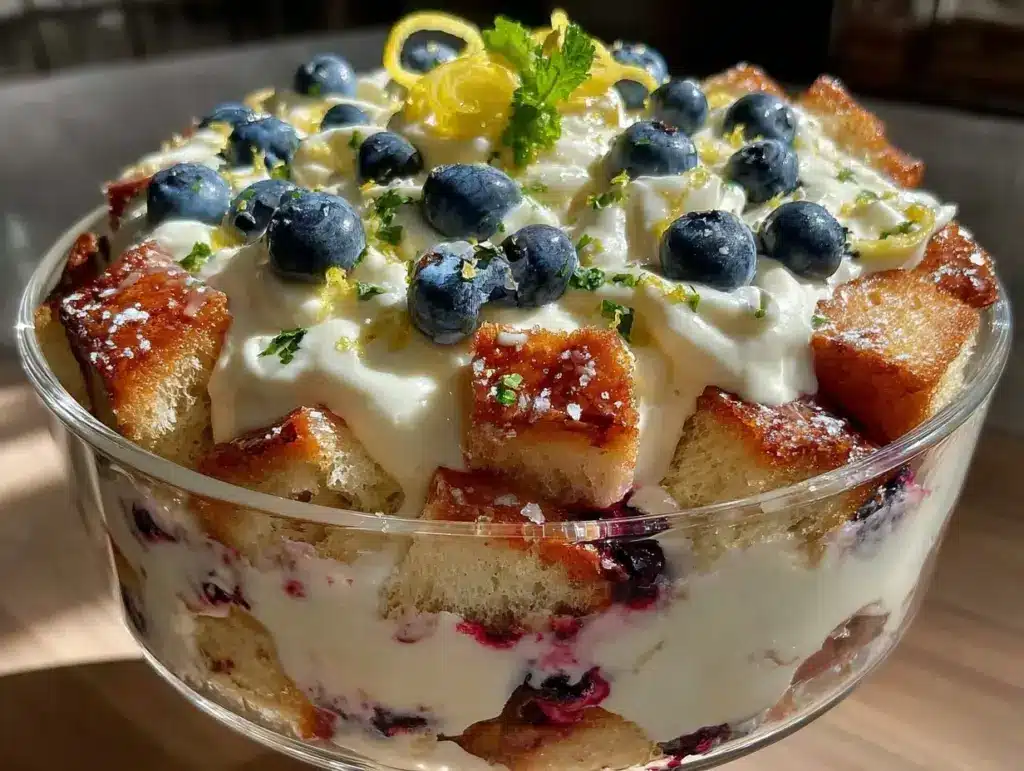 lemon blueberry trifle - featured image