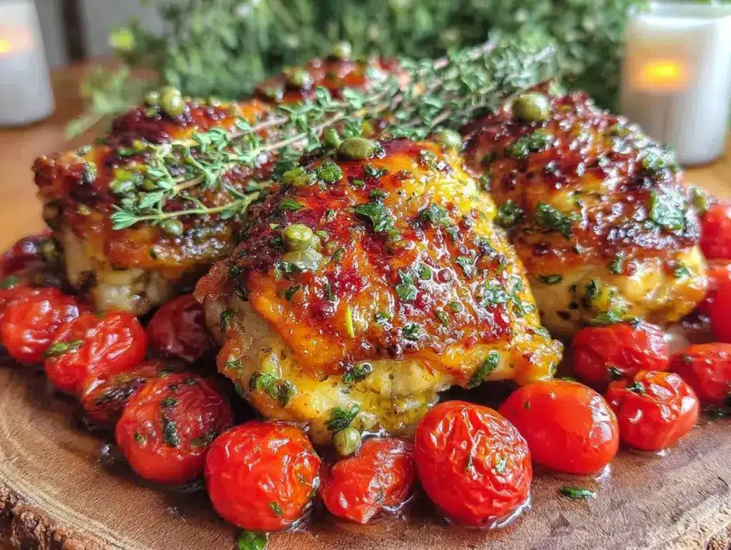 lemon butter baked chicken thighs - featured image