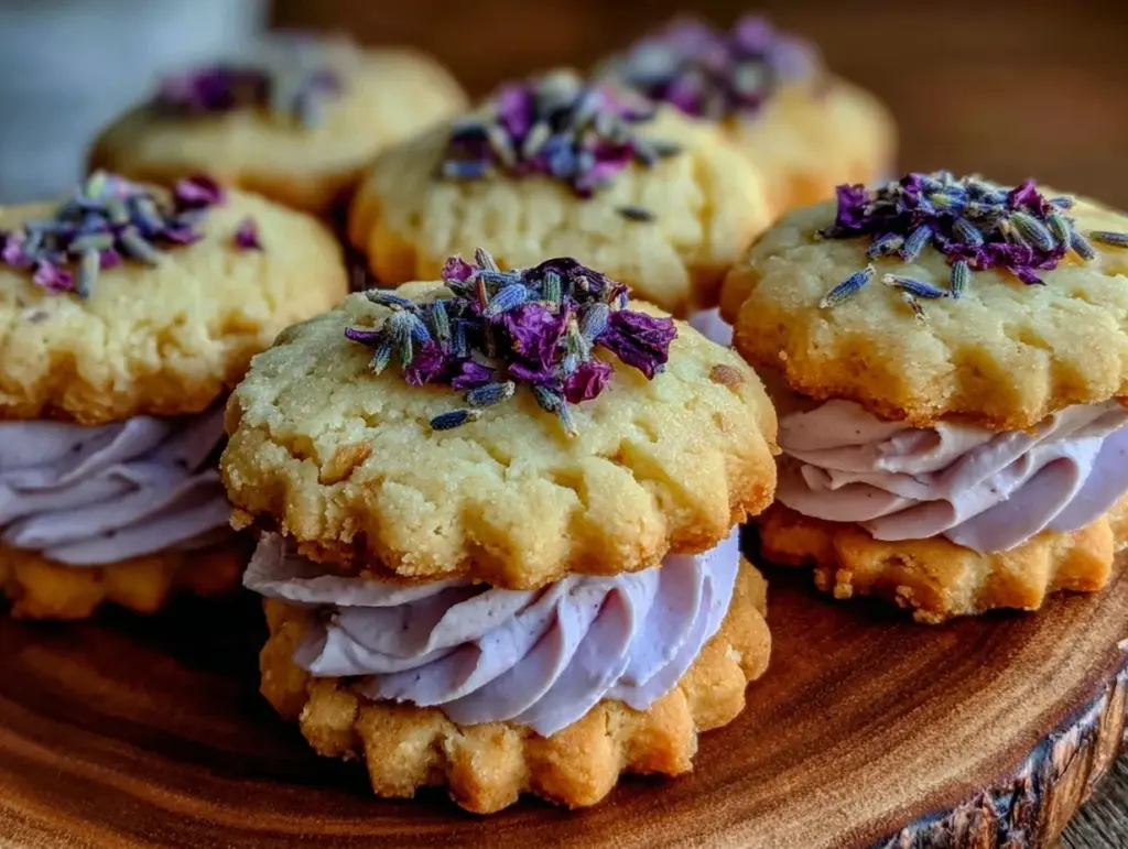 lemon lavender shortbread cookie sandwiches - featured image