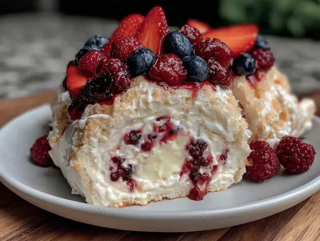 Light Berry Pavlova Roulade - featured image