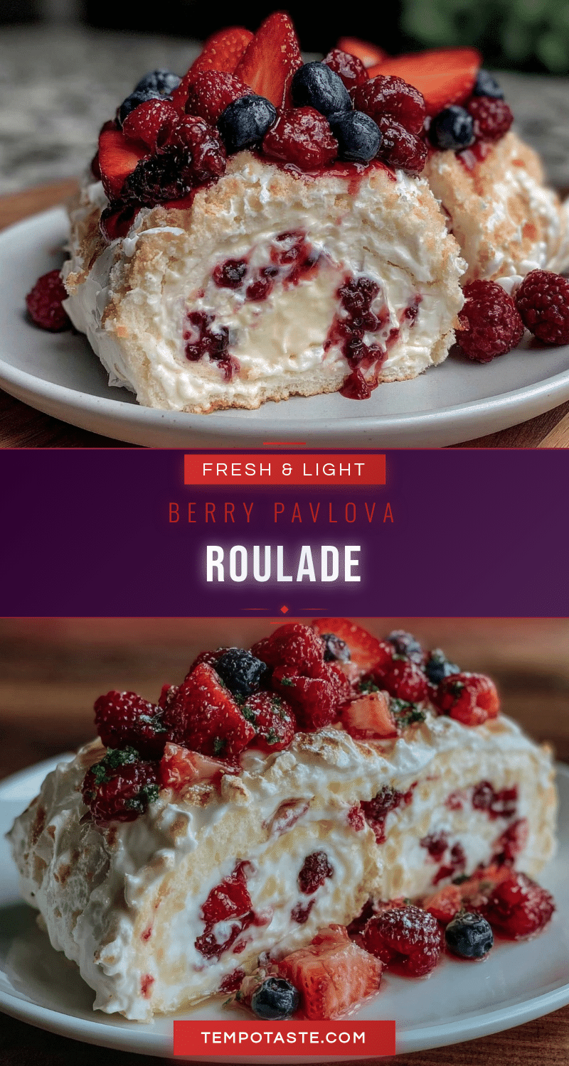 Light Berry Pavlova Roulade recipe