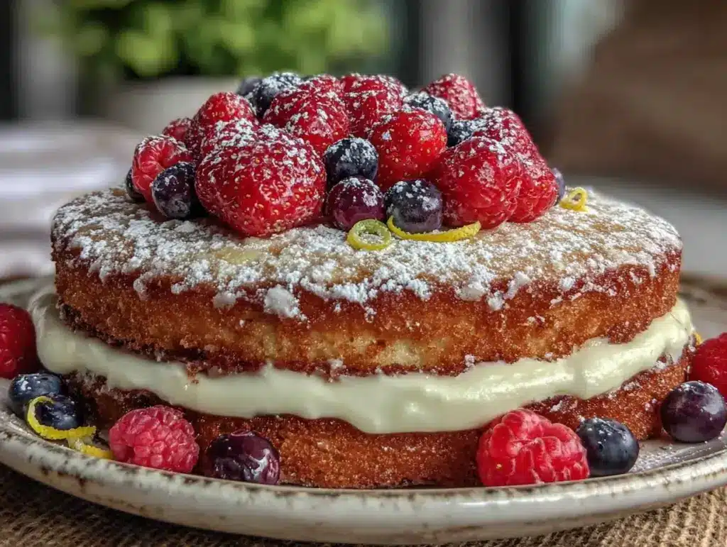 light lemon mascarpone layer cake - featured image