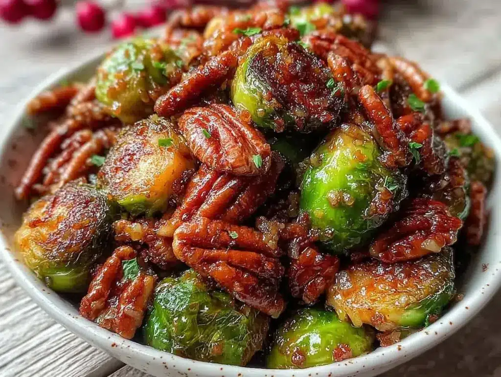 maple balsamic roasted brussels sprouts - featured image