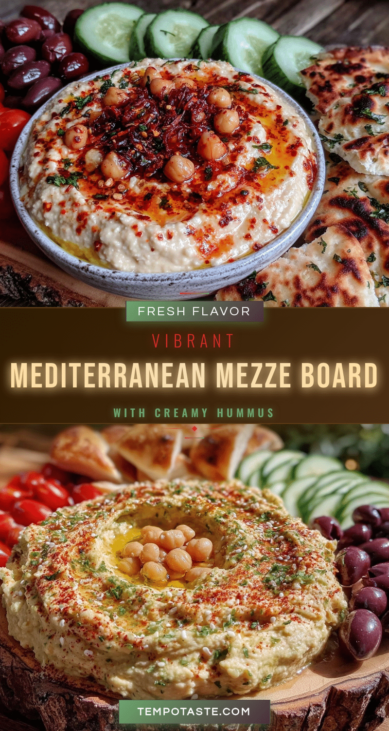 Mediterranean mezze board with hummus recipe