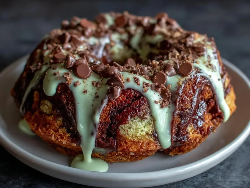 mint chocolate chip marble bundt cake - featured image