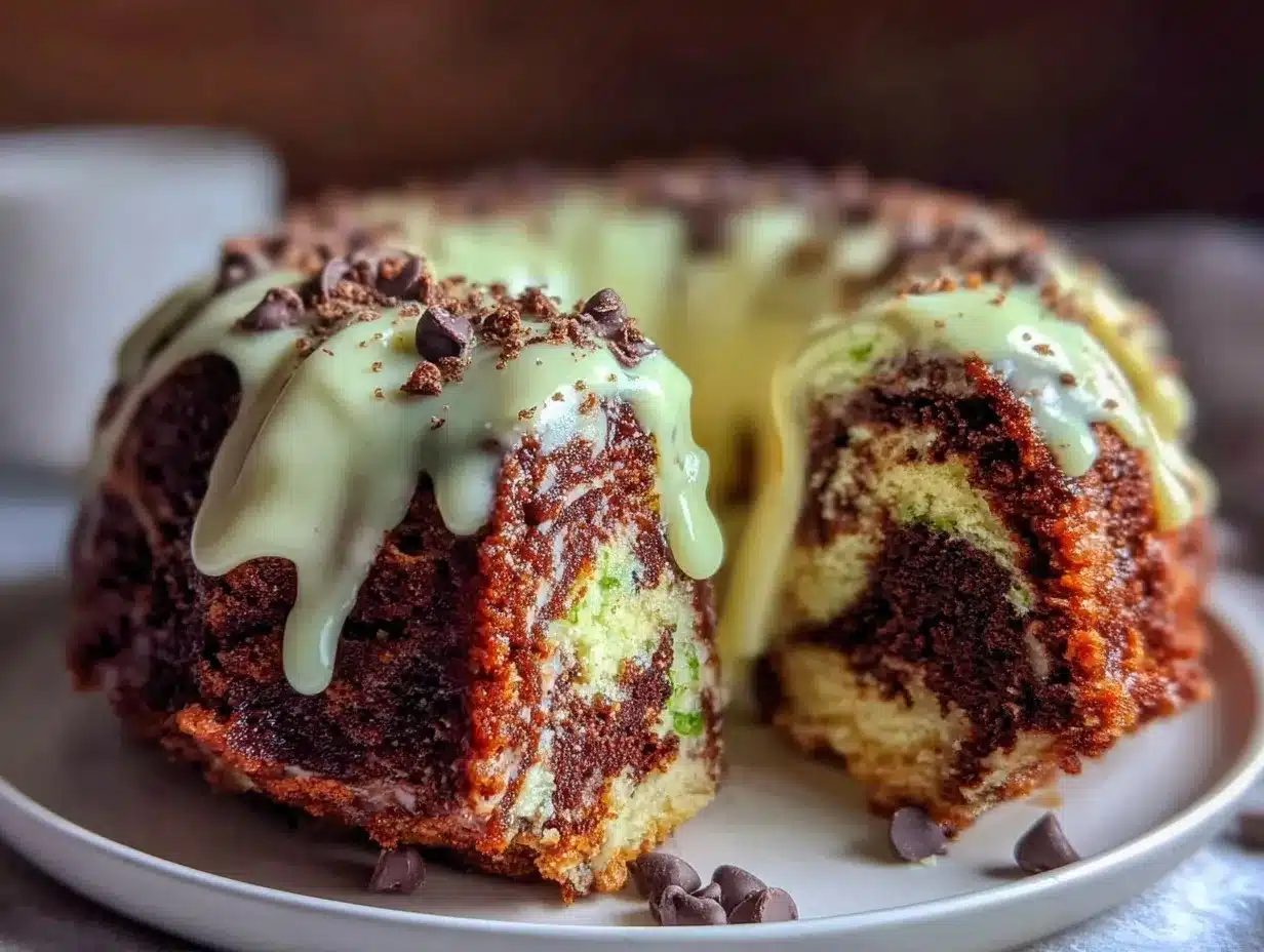 mint chocolate chip marble bundt cake preparation steps
