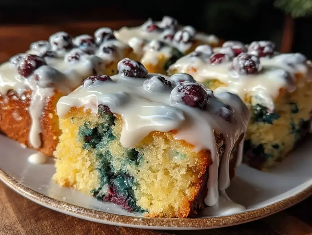 moist blueberry lemon poke cake - featured image