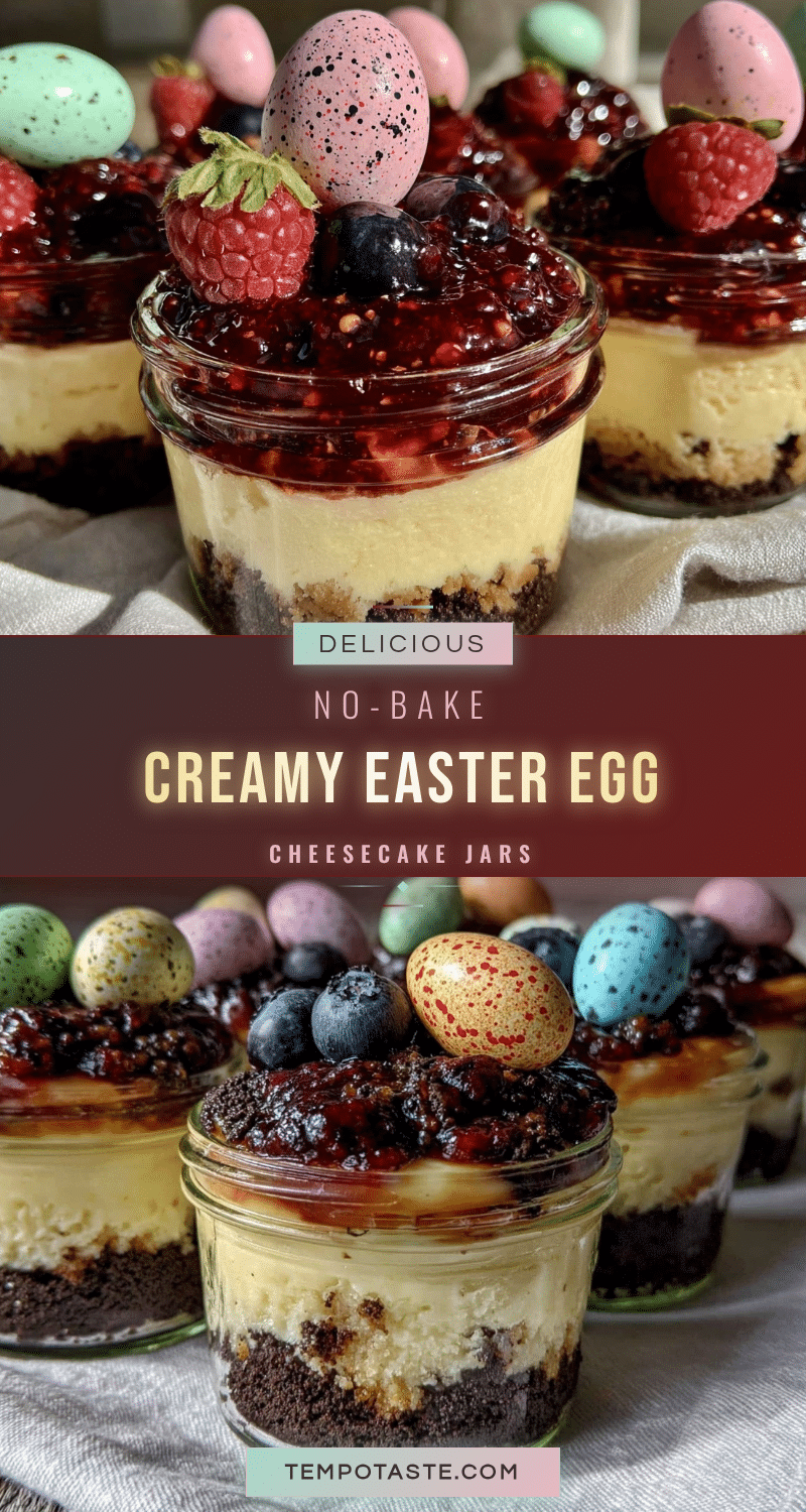 no-bake easter egg cheesecake jars recipe