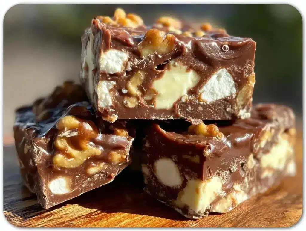 no-bake rocky road fudge bars - featured image
