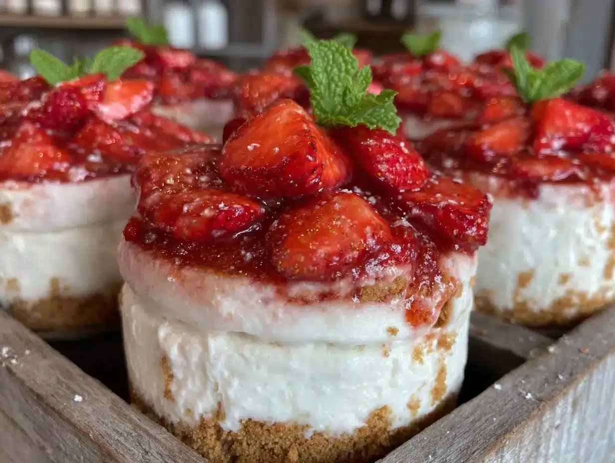 no-bake strawberry cheesecake jars preparation steps