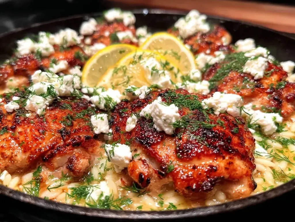 one-pan chicken orzo bake - featured image