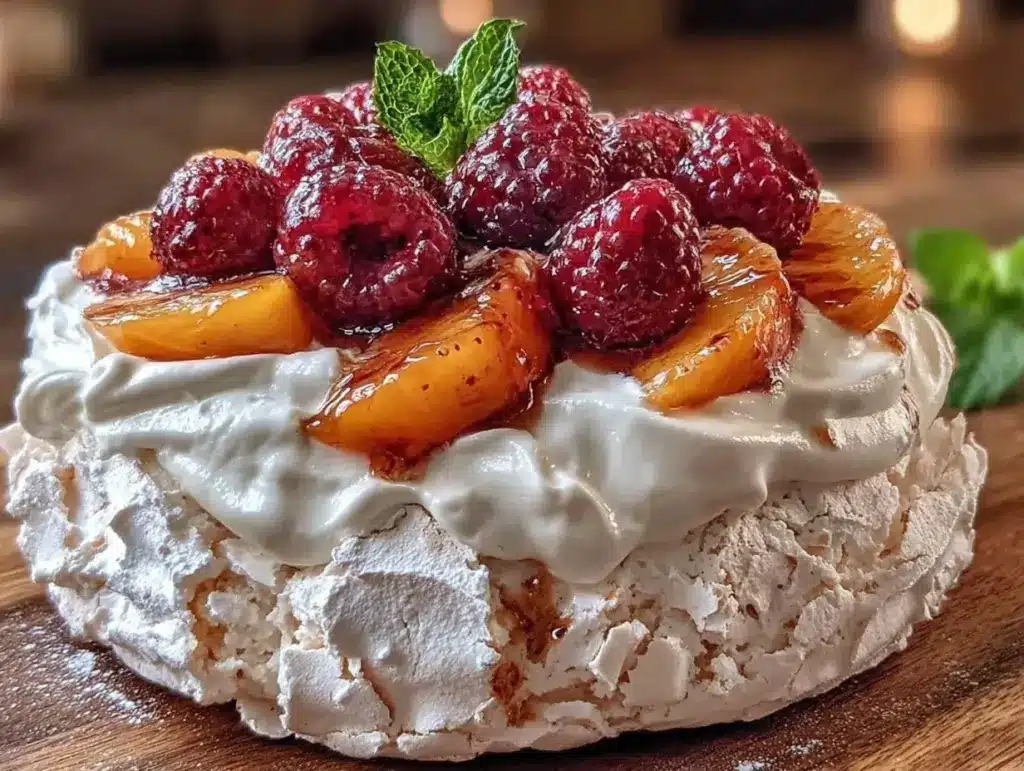 Peach Melba Pavlova - featured image