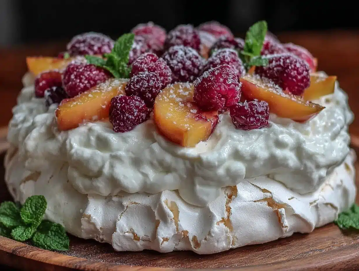 Peach Melba Pavlova preparation steps