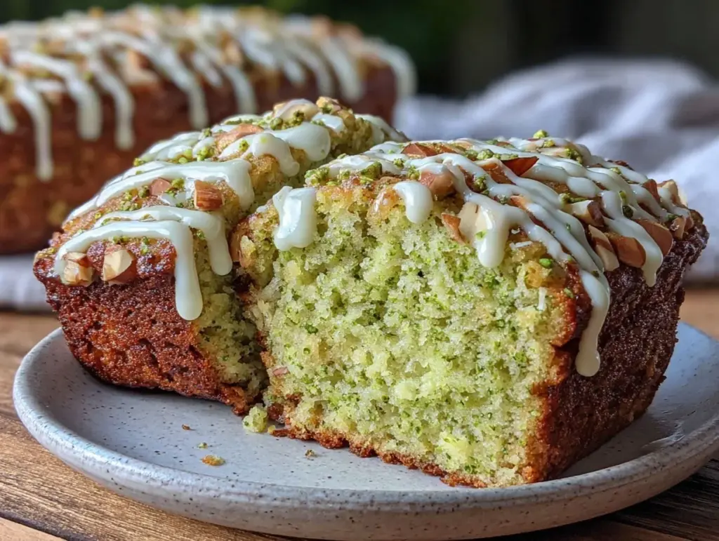 quick matcha almond bread loaf - featured image