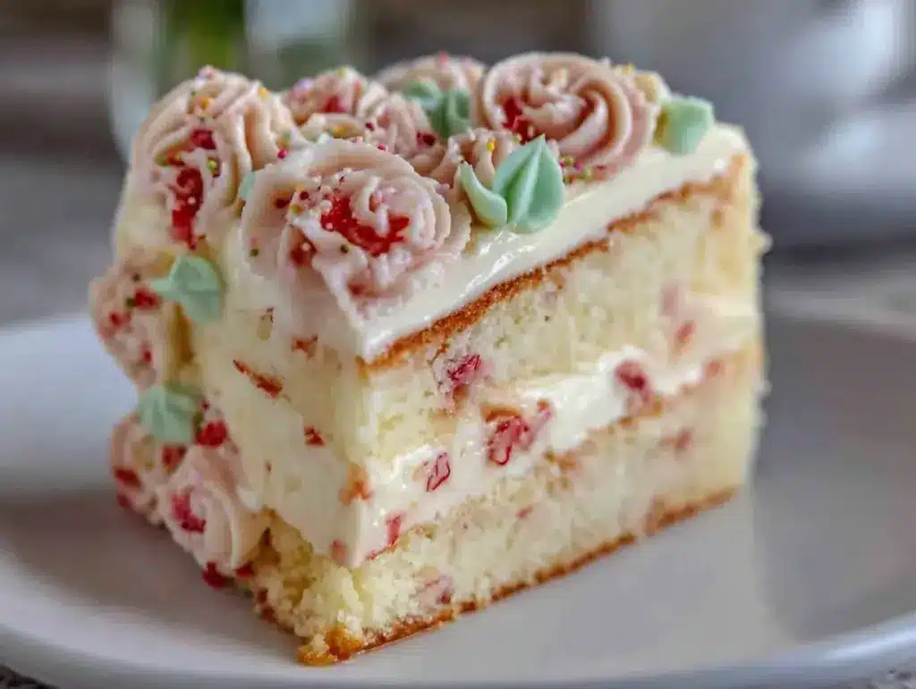 rose champagne cake - featured image
