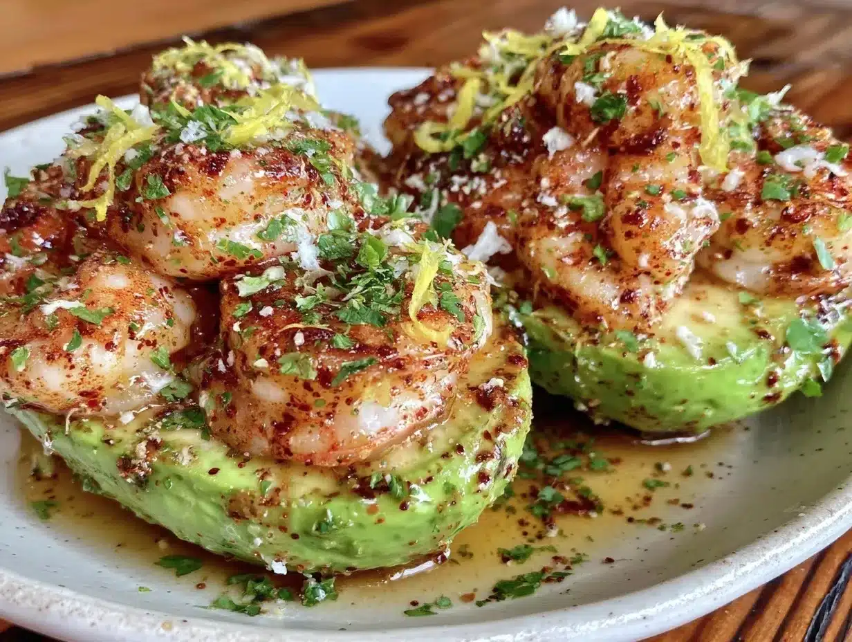 shrimp scampi stuffed avocado preparation steps