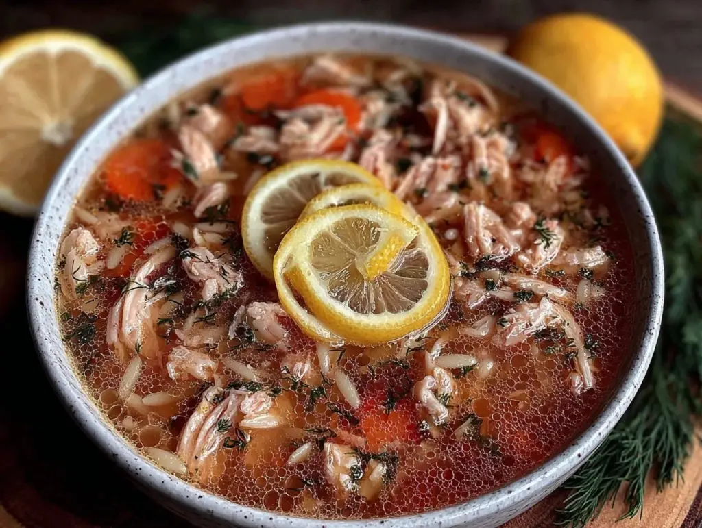 slow cooker lemon chicken orzo soup - featured image
