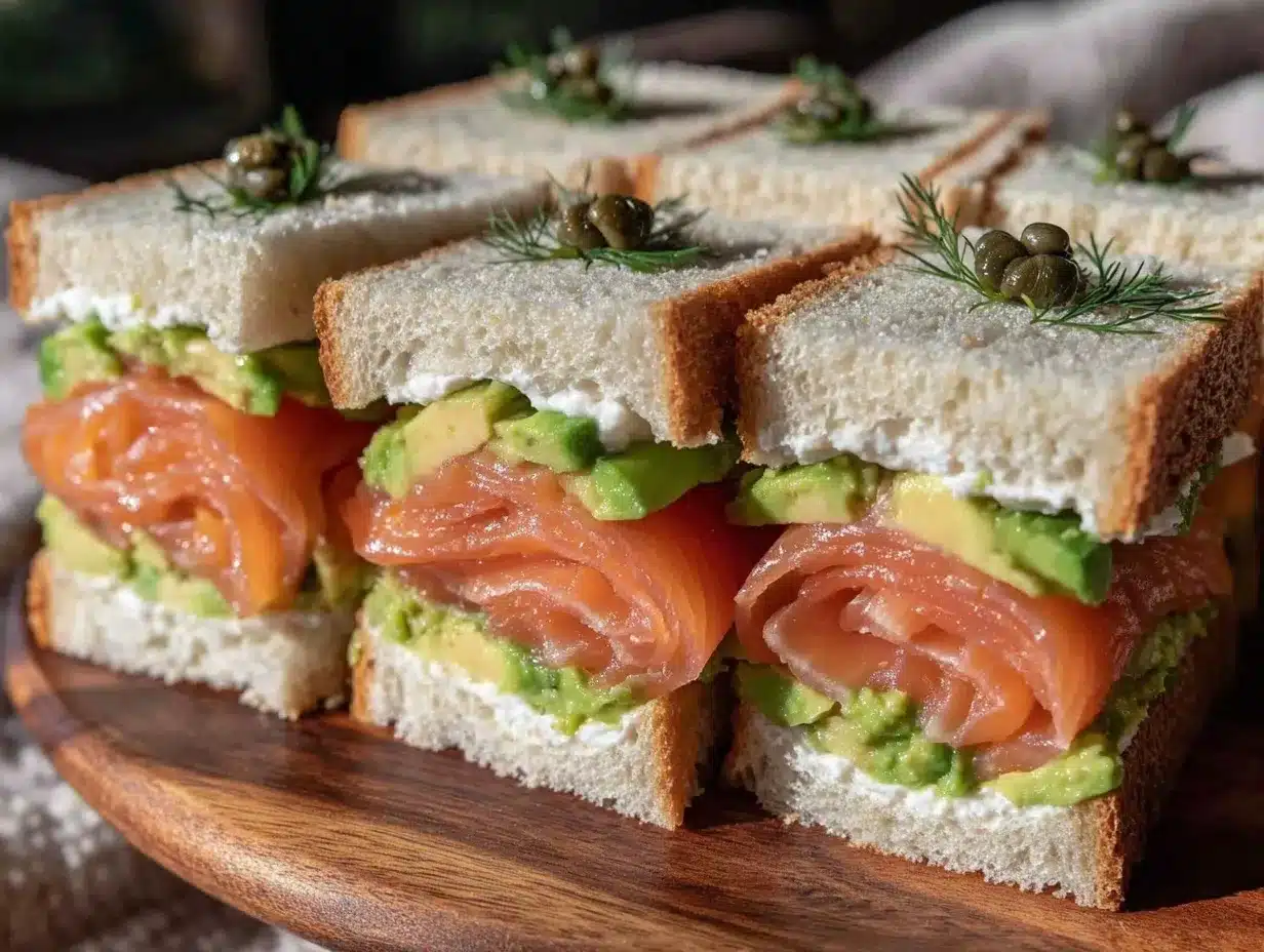 smoked salmon and avocado tea sandwiches preparation steps