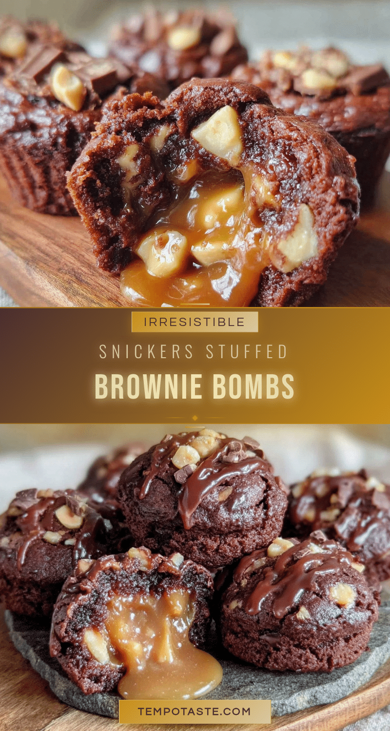Snickers stuffed brownie bombs recipe