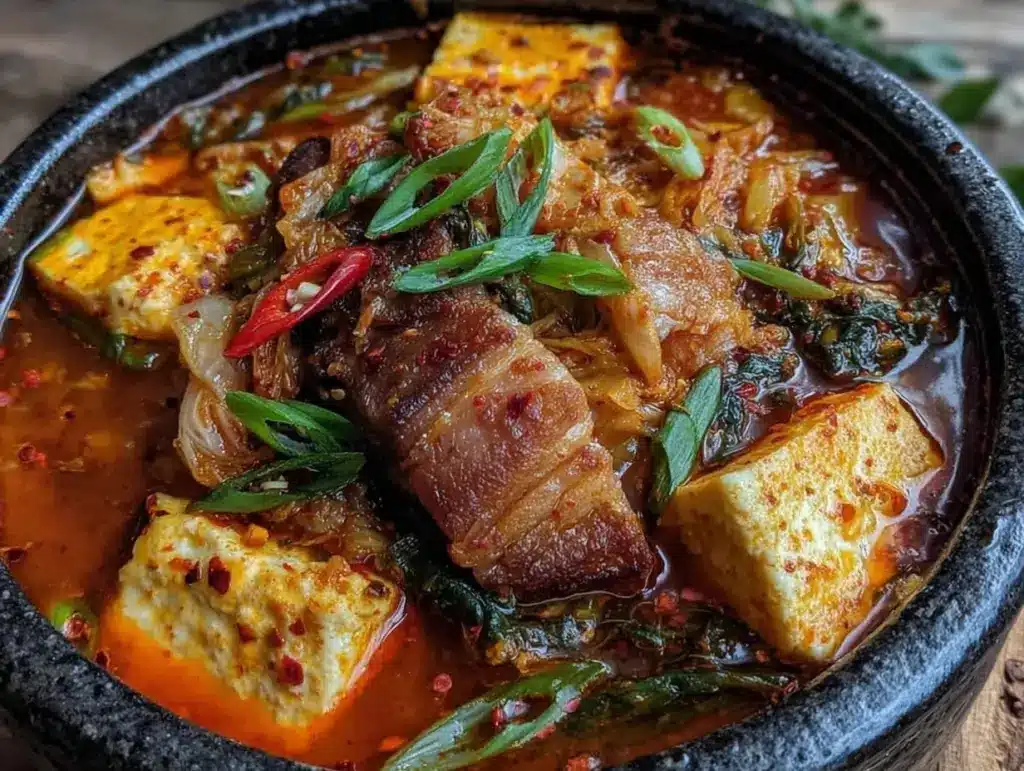 spicy kimchi jjigae stew - featured image