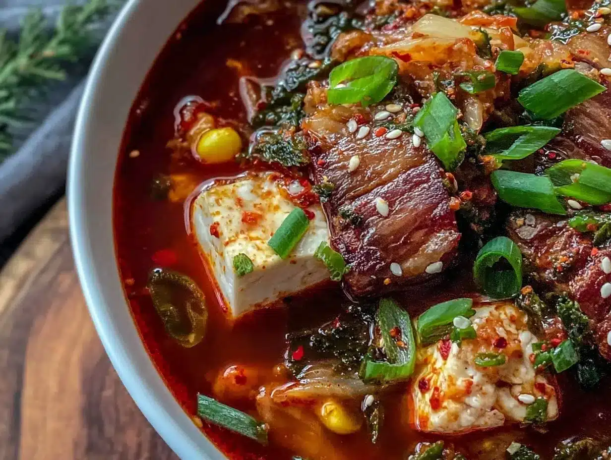 spicy kimchi jjigae stew preparation steps