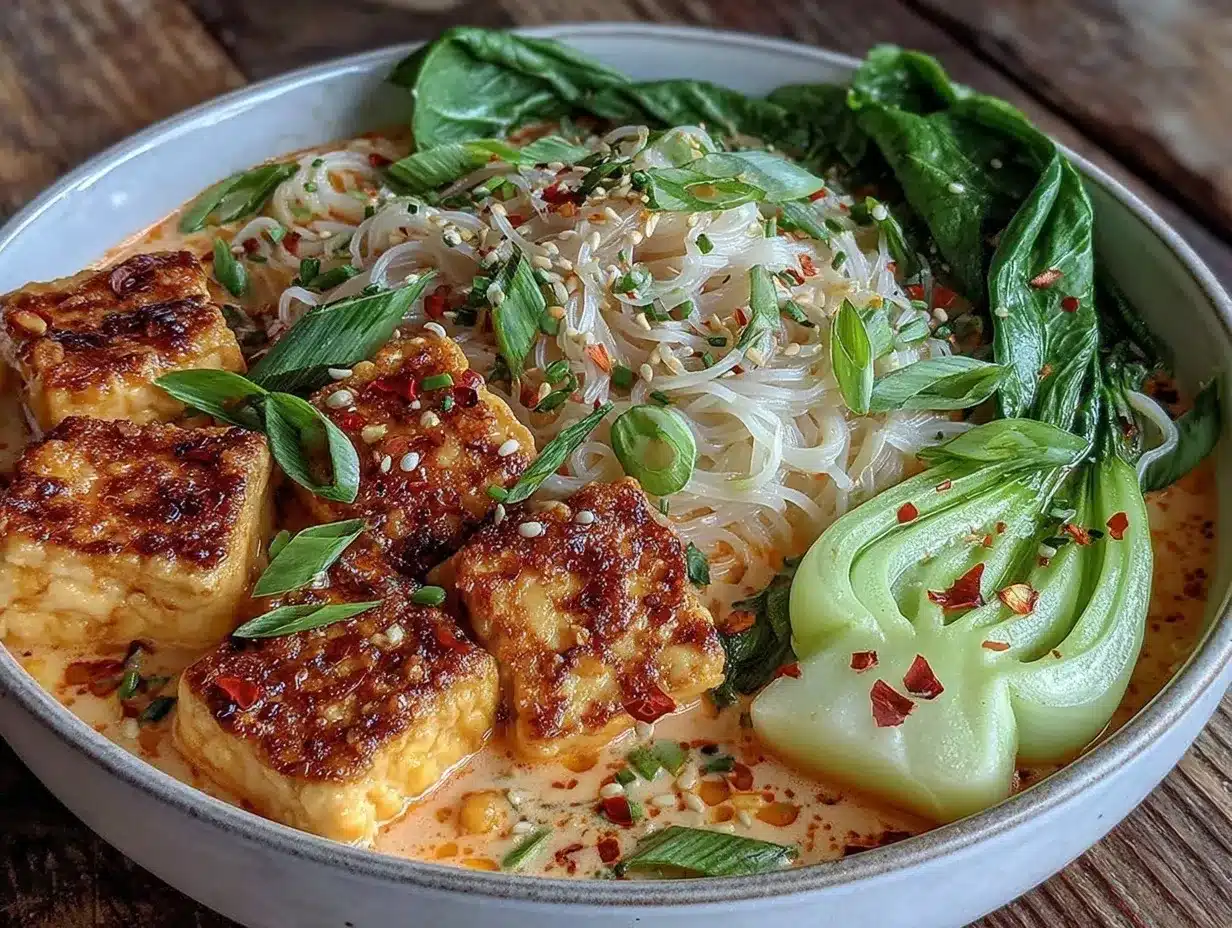Thai coconut red curry noodle soup preparation steps