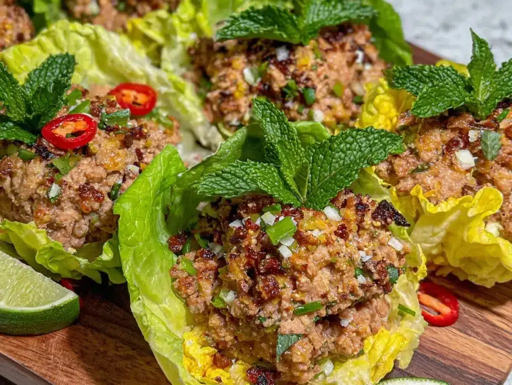 thai larb lettuce cups - featured image
