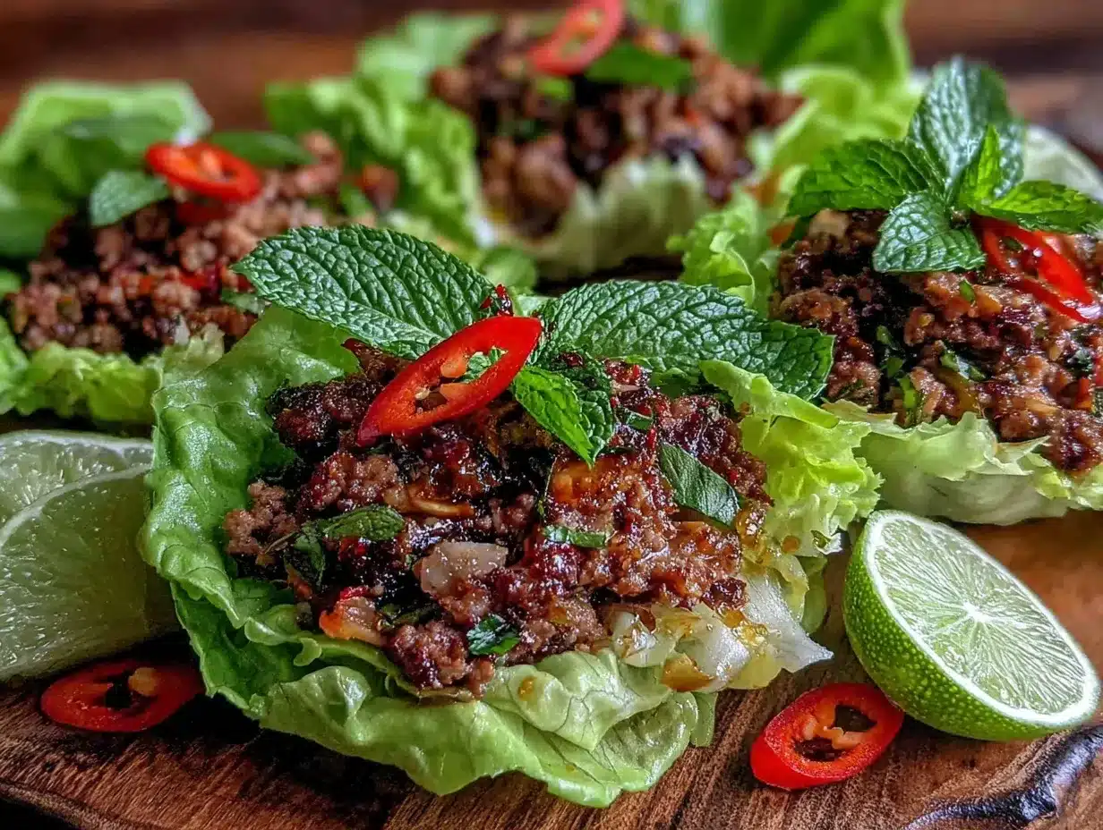 thai larb lettuce cups preparation steps