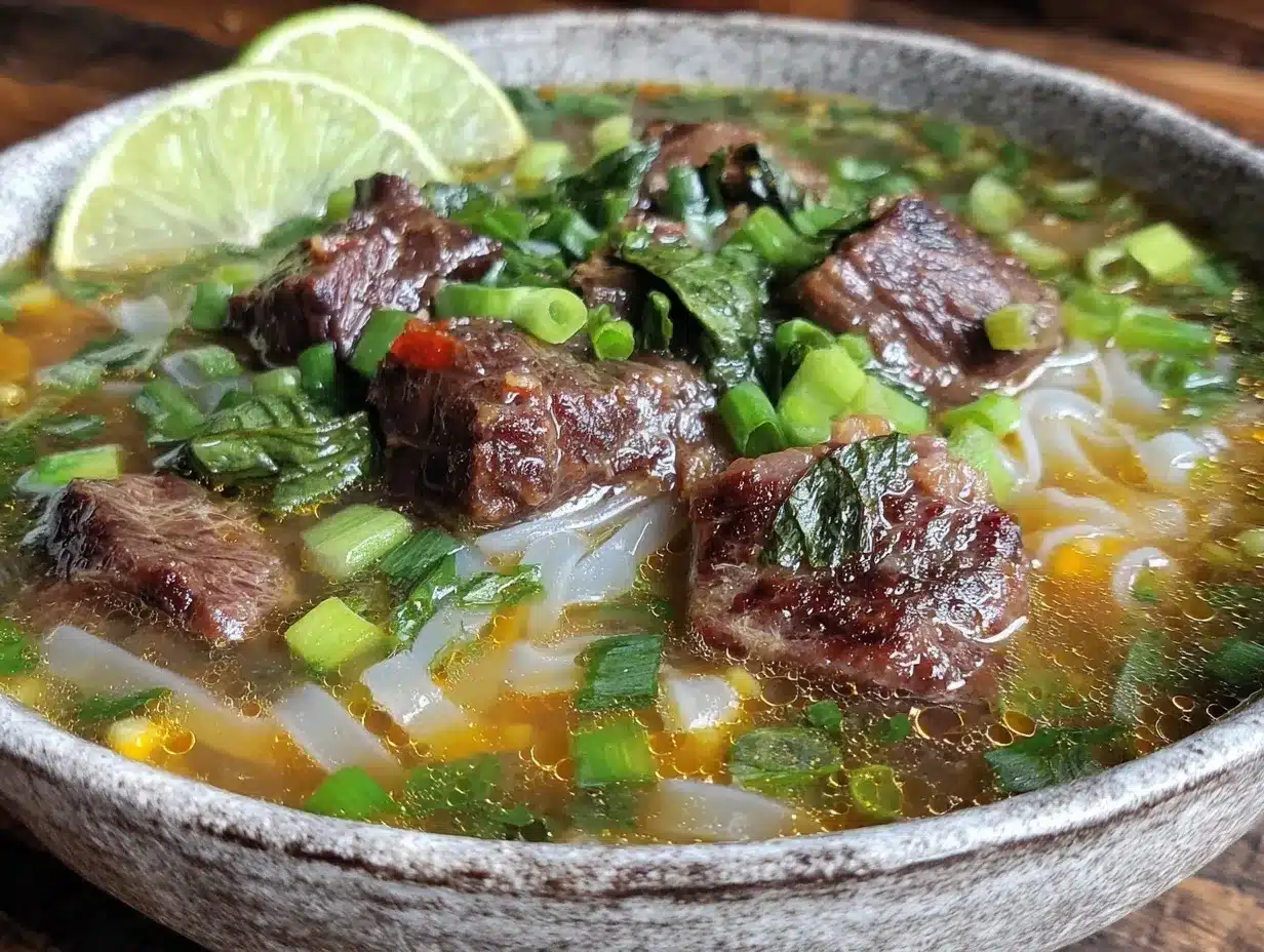 Vietnamese Pho Beef Broth Bowl preparation steps
