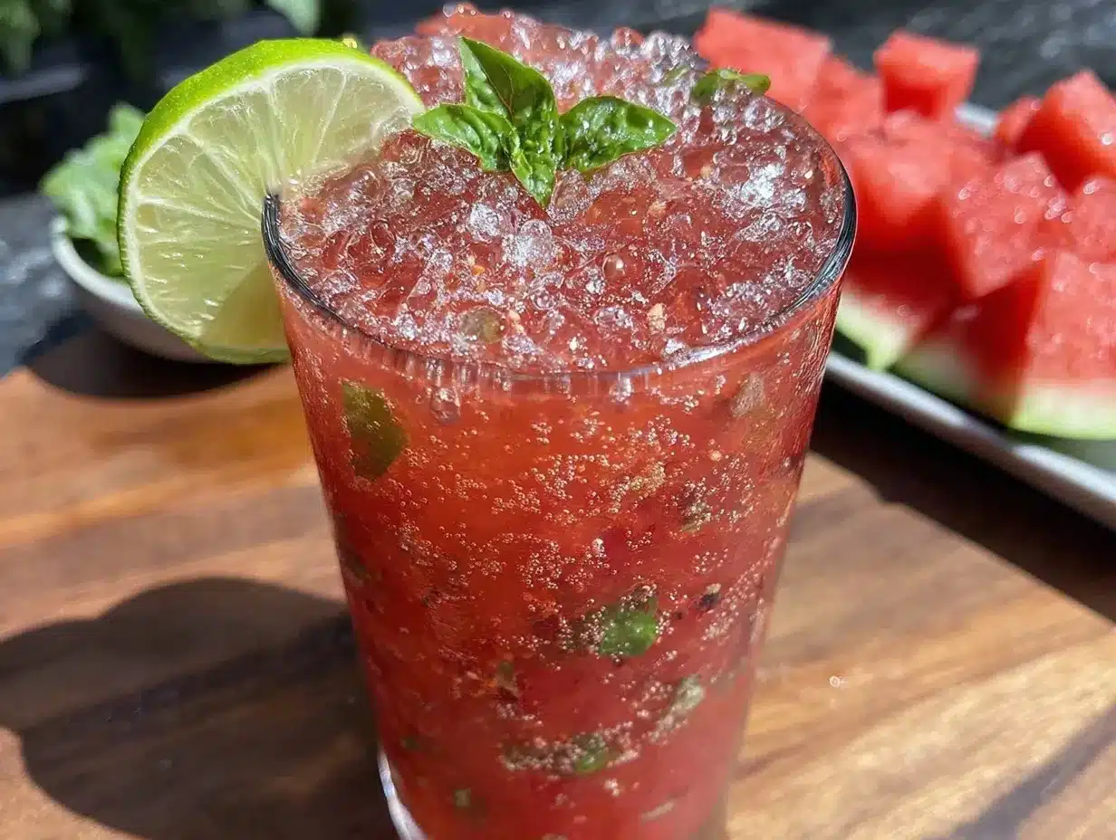 Watermelon Basil Mojito preparation steps