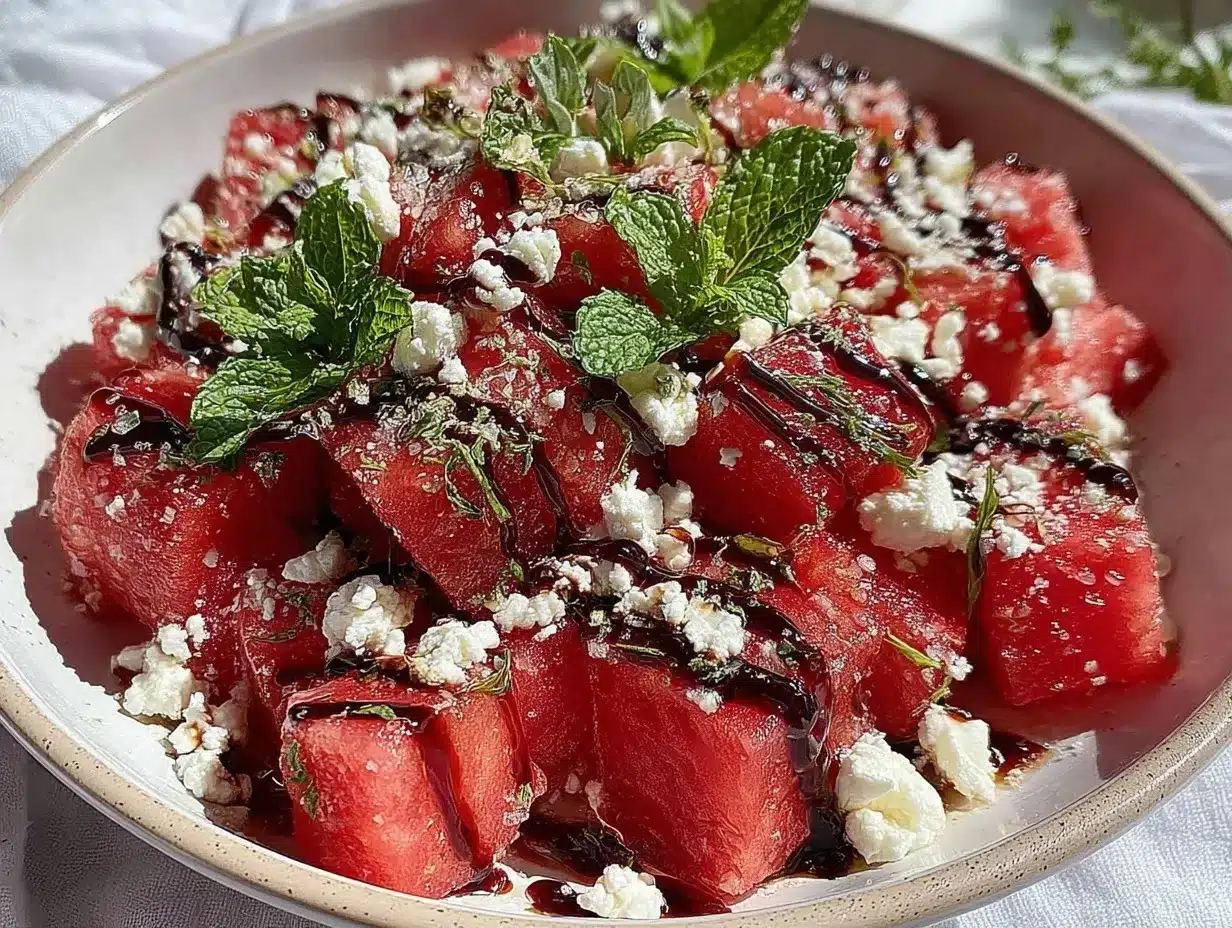 watermelon feta mint salad preparation steps