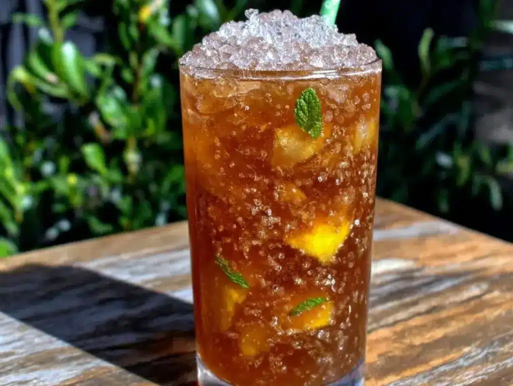 brown sugar peach iced tea - featured image