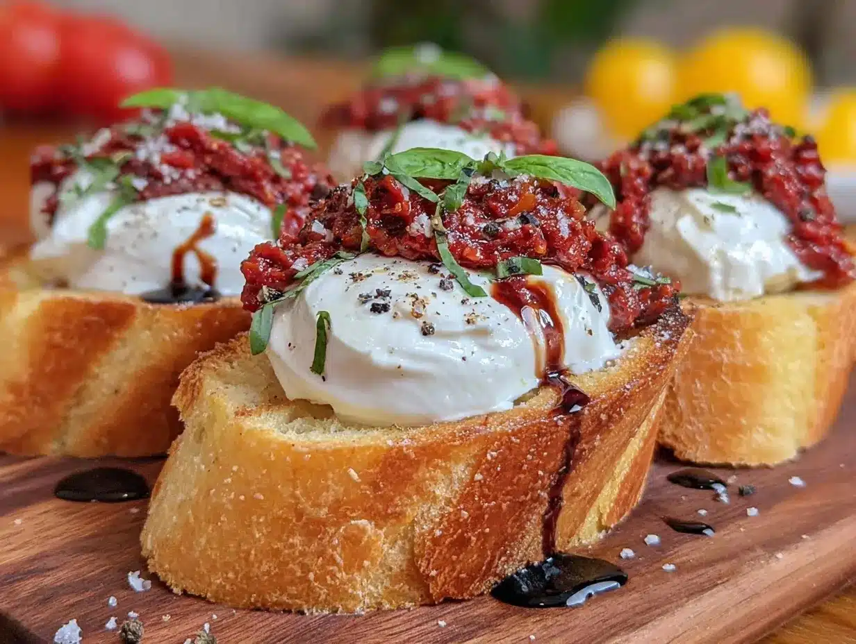 Burrata Caprese Crostini preparation steps