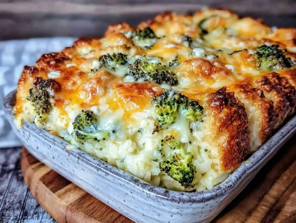 cheesy broccoli rice casserole - featured image