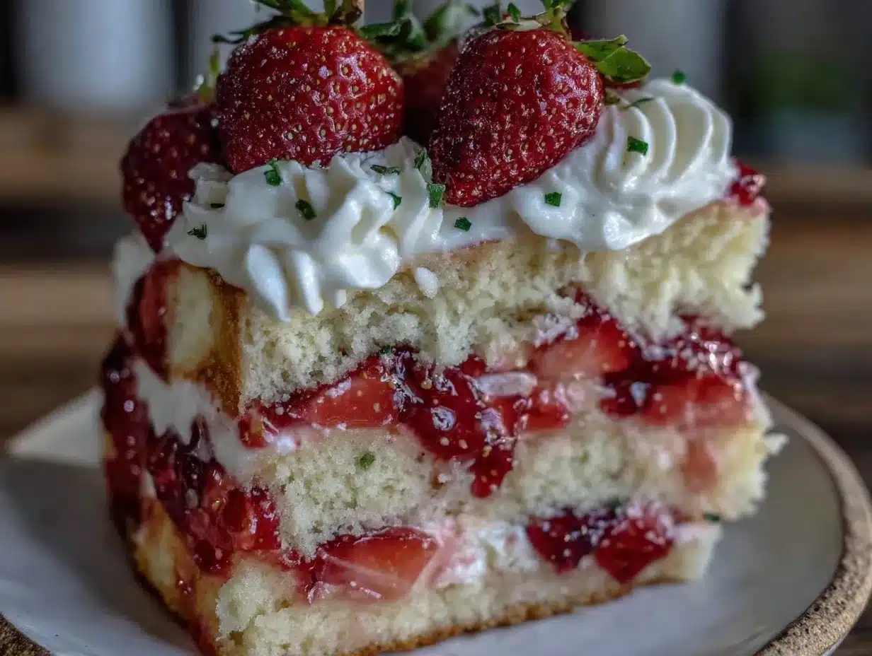 classic American strawberry shortcake layer cake preparation steps