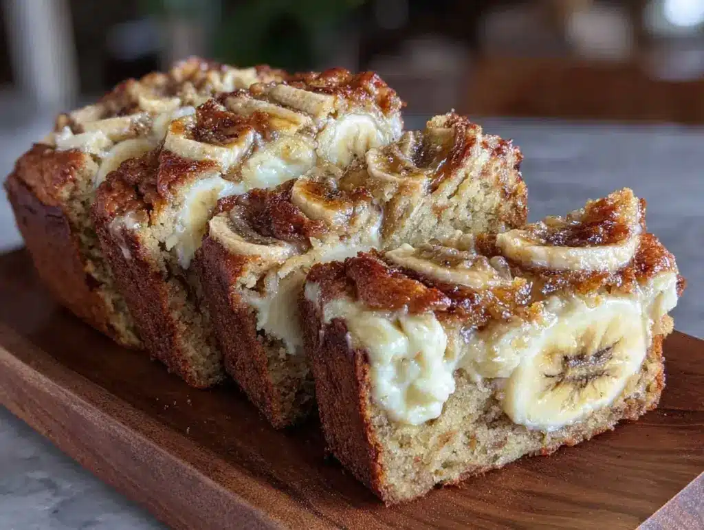 cream cheese swirl banana bread - featured image