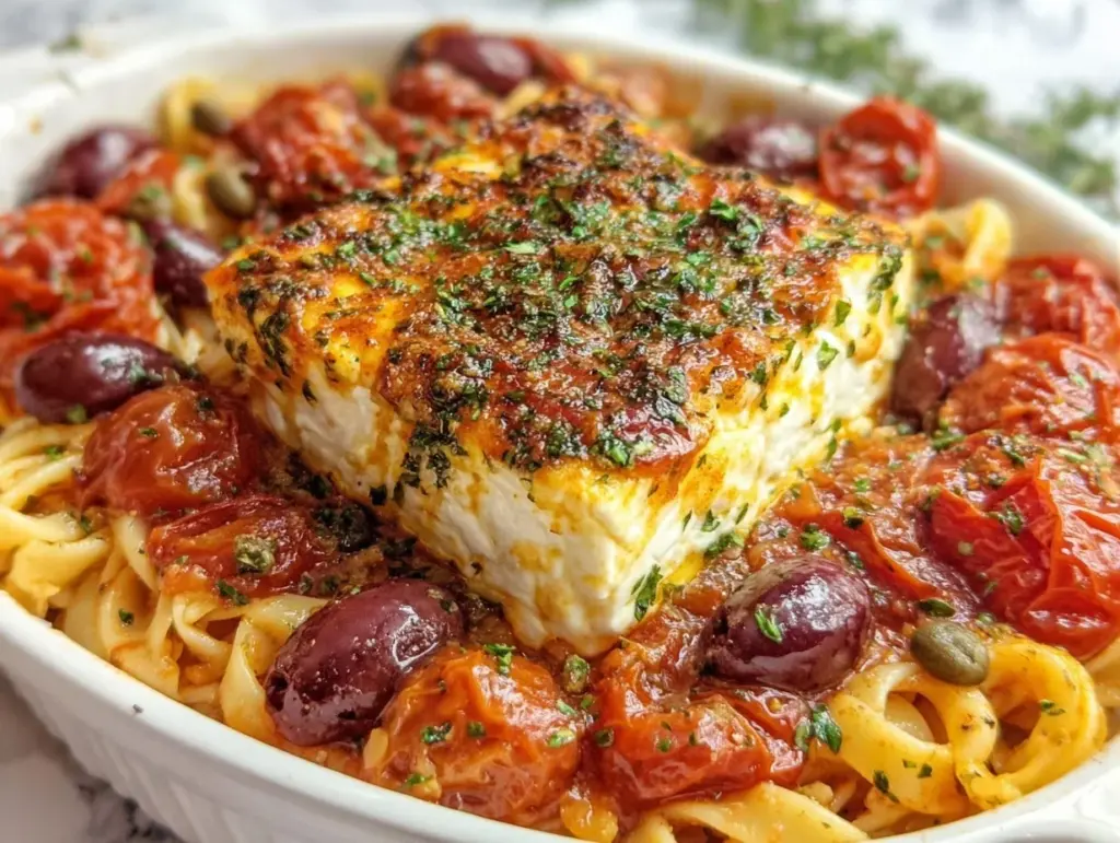 creamy baked feta pasta - featured image
