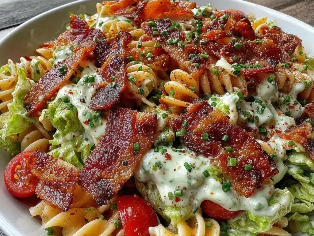 creamy blt pasta salad - featured image