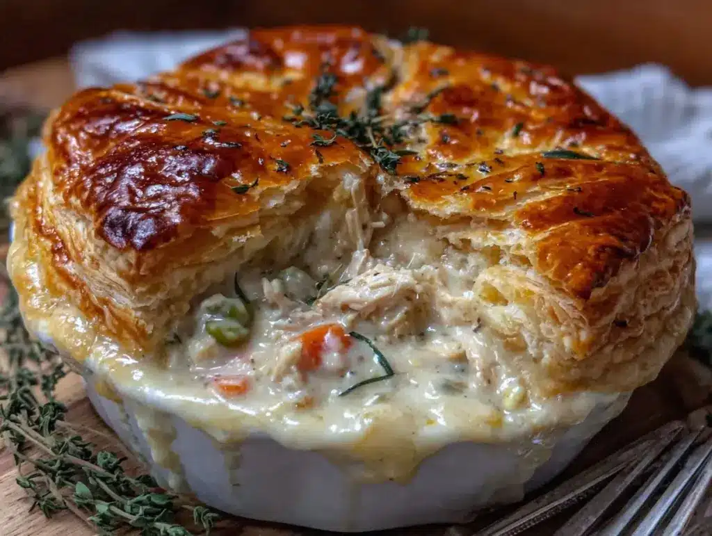 creamy chicken pot pie - featured image