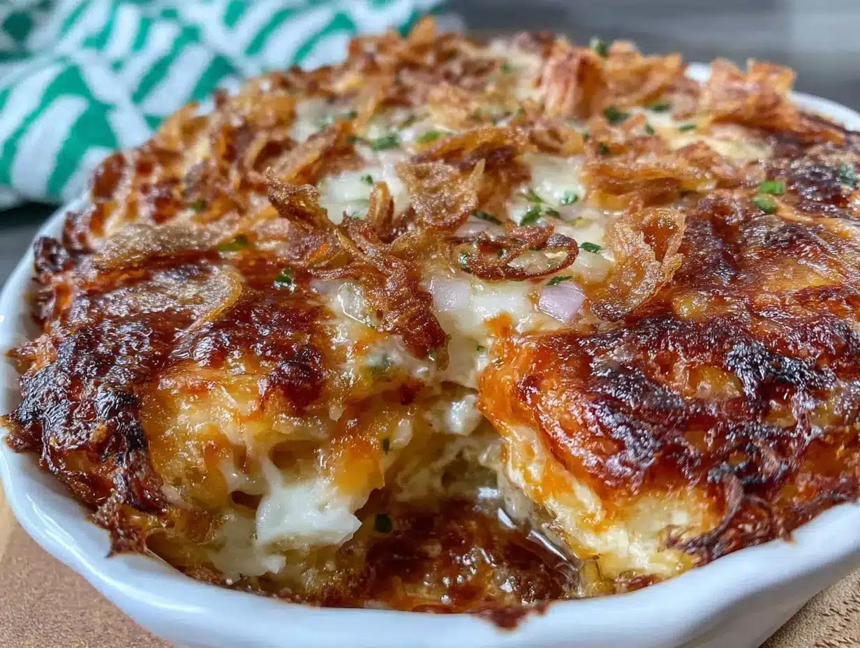 creamy french onion soup pasta bake preparation steps