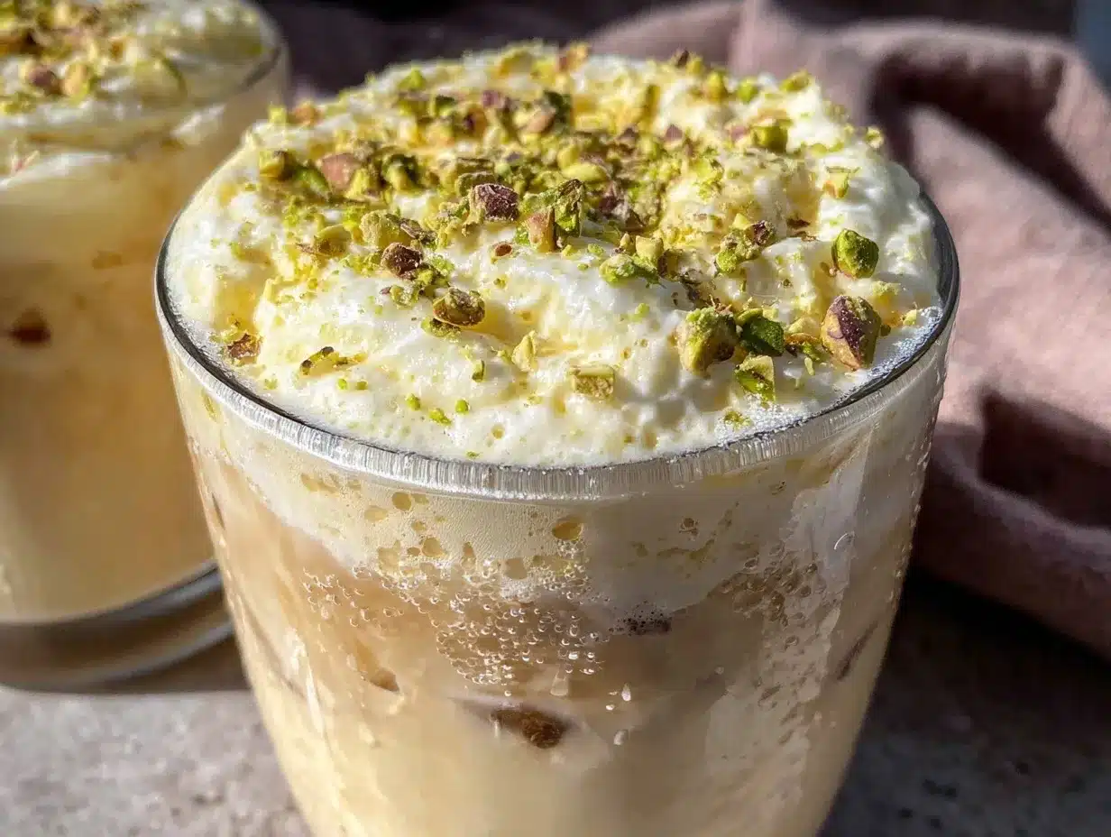 creamy iced pistachio latte preparation steps
