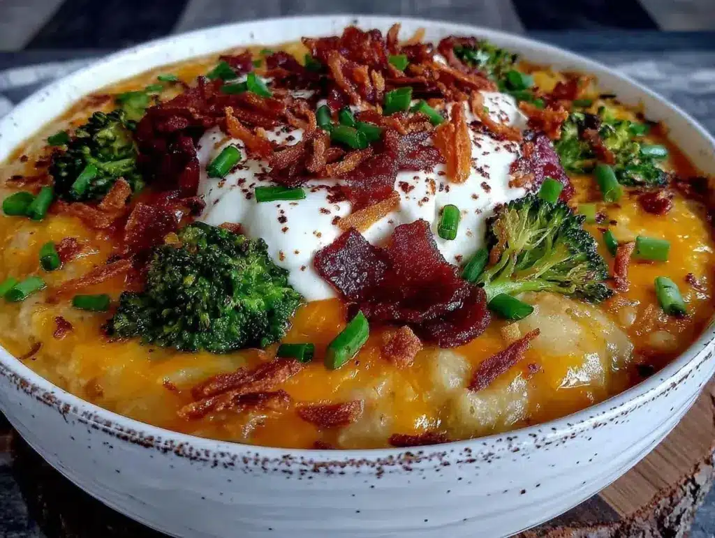 creamy loaded broccoli cheddar potato soup - featured image