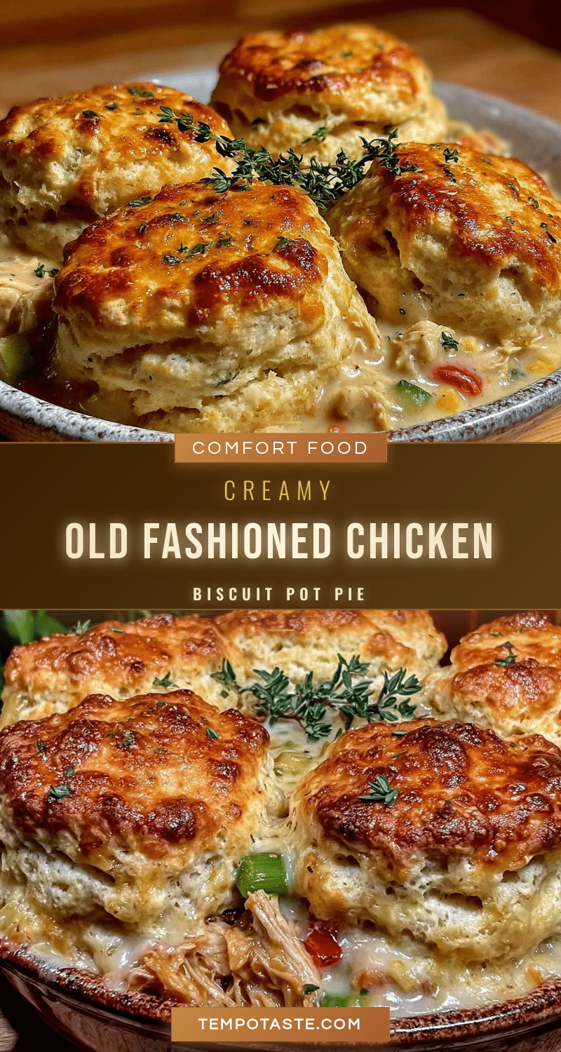 creamy old fashioned chicken and biscuit pot pie recipe
