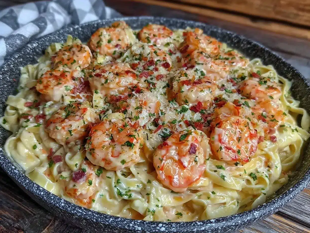 creamy one-pot shrimp Alfredo recipe preparation steps