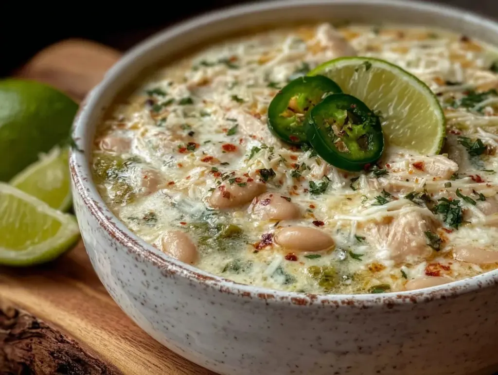 creamy one-pot white chicken chili with lime - featured image