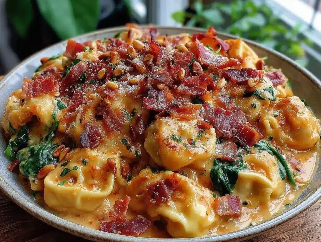 creamy pesto tortellini - featured image