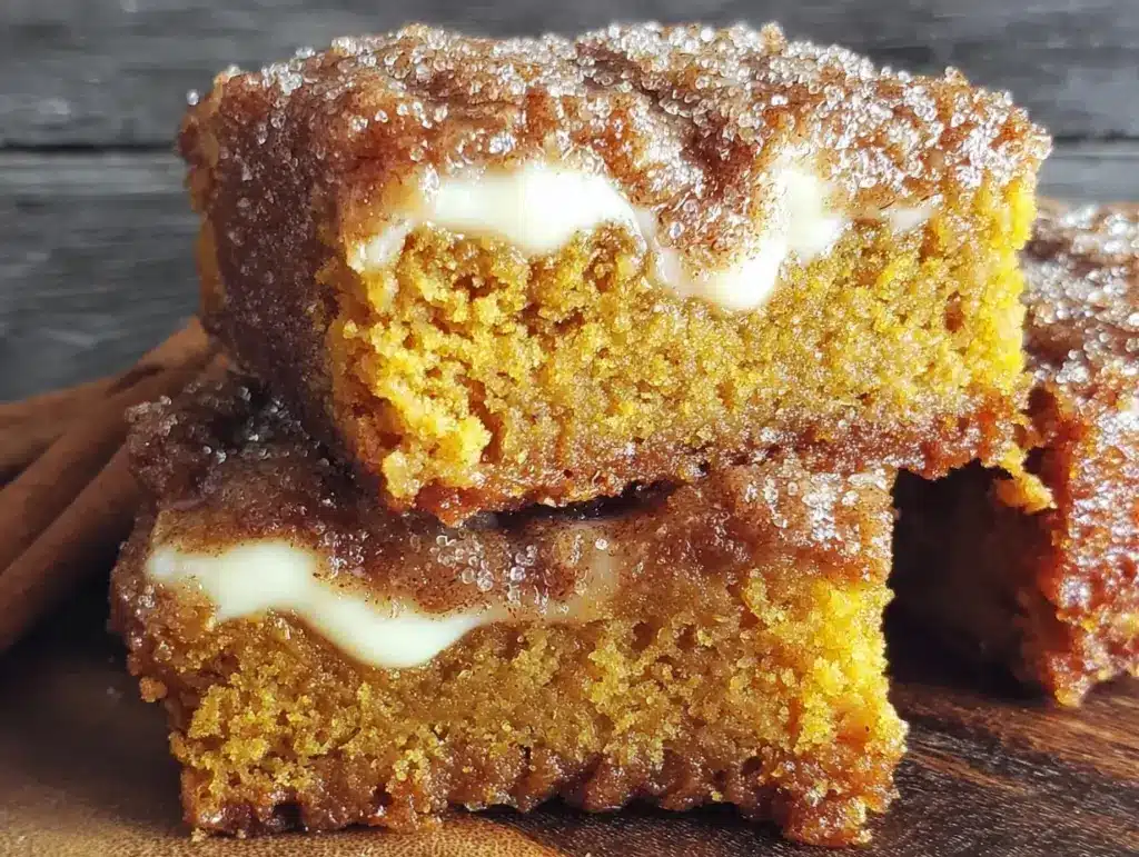 creamy pumpkin snickerdoodle bars - featured image